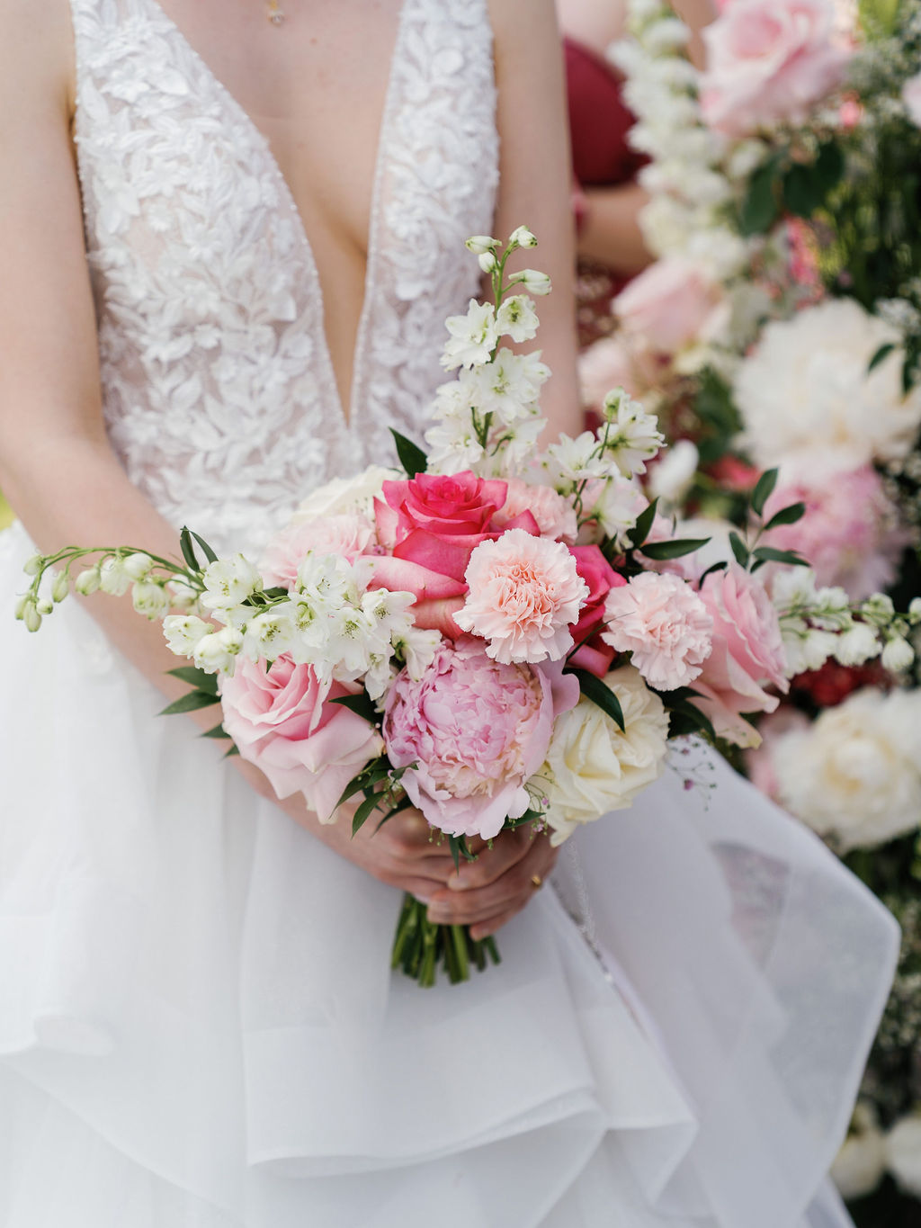 Brautstrauß mit pinken Blumen